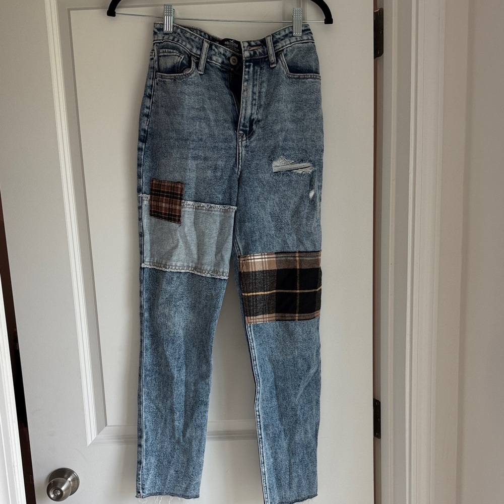 Hollister Blue Patchwork Boyfriend Jeans